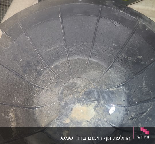 קערה שחורה עם ברגים ואוזניות מגן